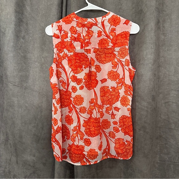 Covington Sleeveless Blouse Burnt Orange Floral Sheer Fall Aesthetic M Petite - Picture 8 of 10